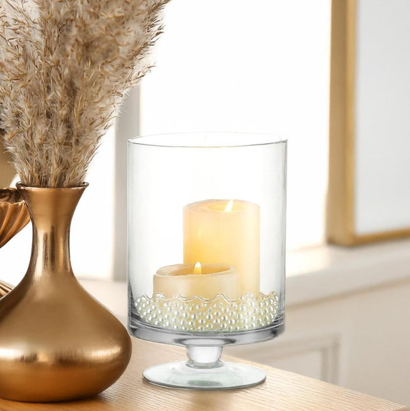 6" Clear Glass Pedestal Hurricane Candle Holder