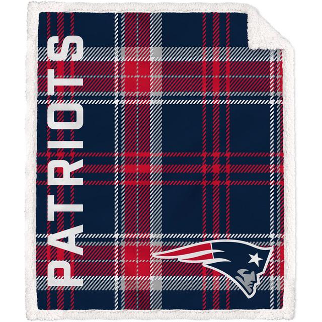 New England Patriots Team 50'' x 60'' Plaid Ultra Fleece Sherpa Throw Blanket