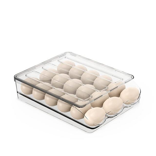 Large Capacity Egg Holder for Refrigerator, Egg Fresh Storage Box for Fridge, Egg Storage Container Organizer Bin, Clear Plastic Storage Container (1 Layer)