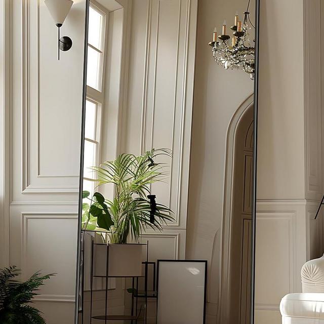 Antok 71"x28" Full Length Mirror, Floor Mirror, Full Length Mirror with Stand, Full Body Floor Mirror Bedroom Wall Mirror, Large Mirror, Leaning, Standing or Hanging Horizontally/Vertically, Black