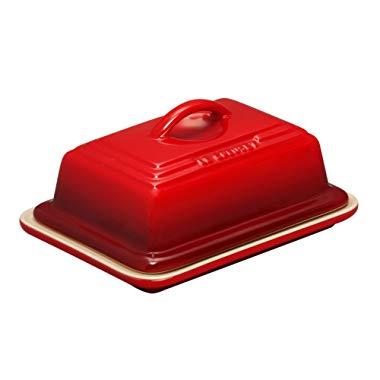 Le Creuset PG0307-1767 Heritage Stoneware Butter Dish, 6.75" x 5" x 3.5", Cerise
