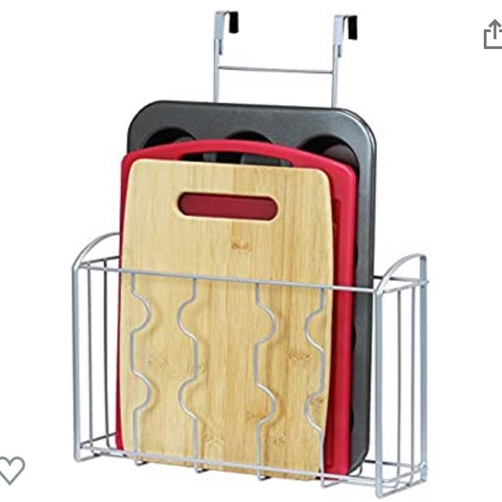 SimpleHouseware Over the Cabinet Door Organizer Holder, Silver