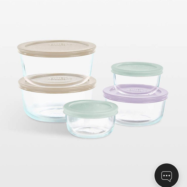 Pyrex Simply Store 10-Piece Glass Food Storage Set with Pastel Lids