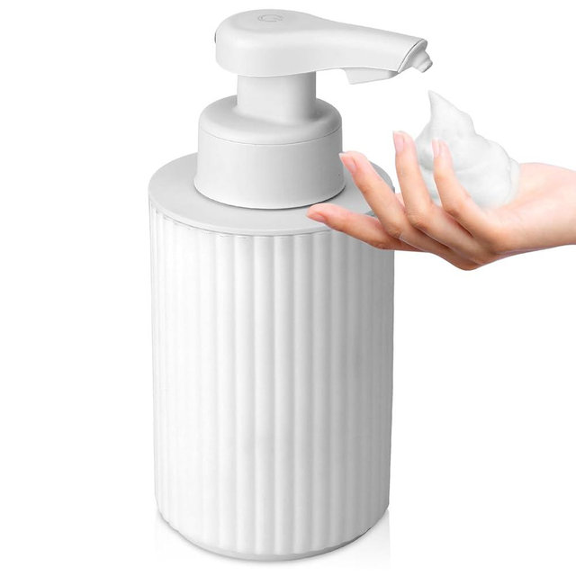 Phneems Automatic Soap Dispenser Touchless Foaming Vertical Hand Soap Dispenser Foam Rechargeable Soap Dispenser Smart Electric Auto Dish Plastic Soap Dispenser for Bathroom Kitchen Commercia White