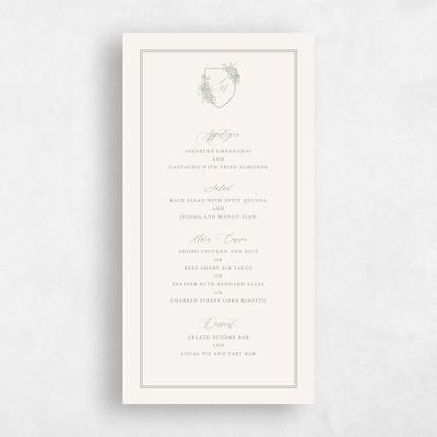 Light Oatmeal, Beige Wedding Menu - Joya