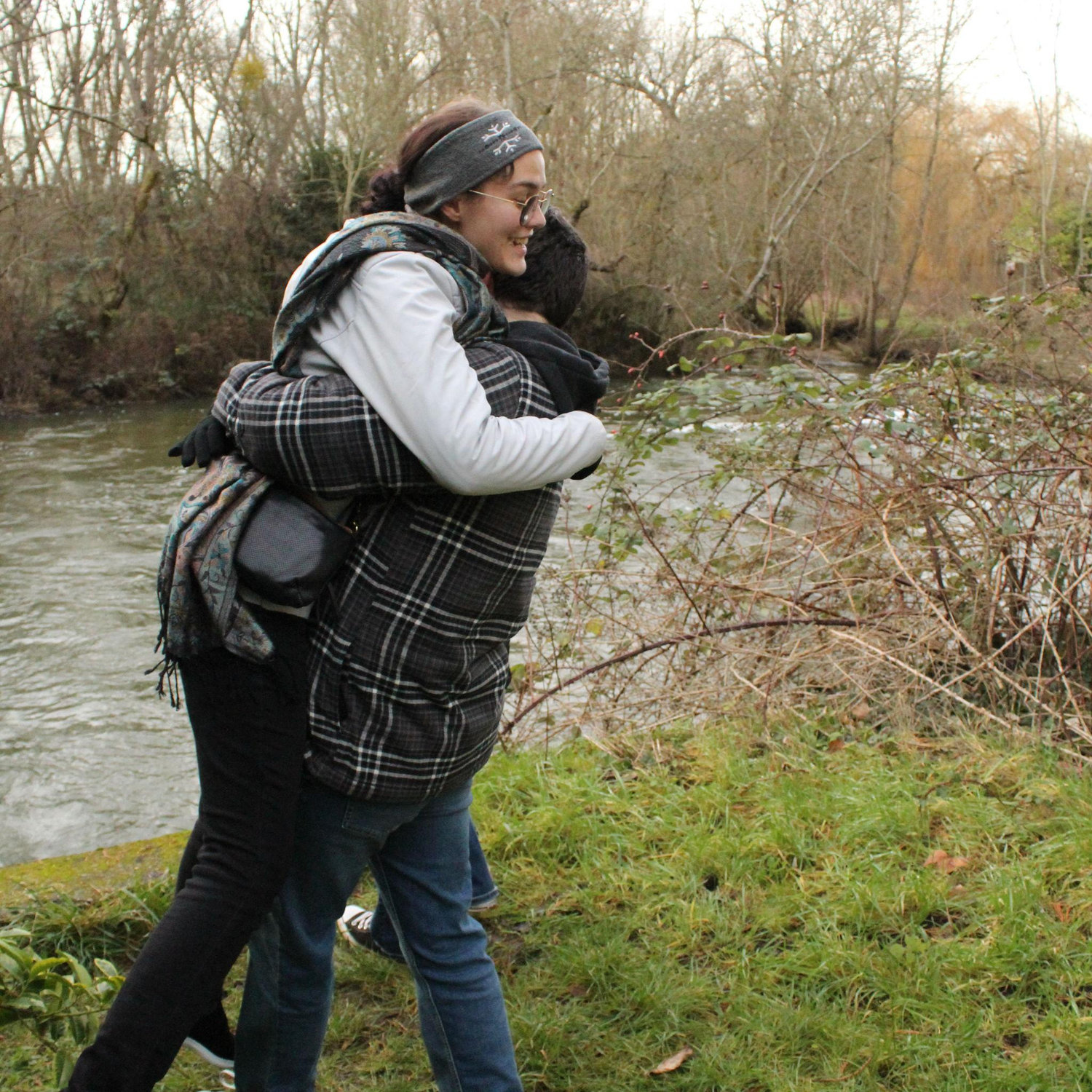 And... he's pretending to throw me in the water. Of course.
