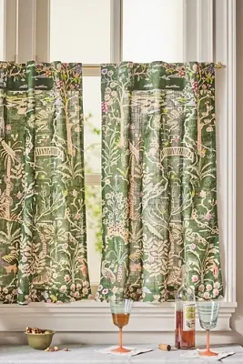 Organic Cotton Tales Menagerie Printed Café Curtain, Set of 2