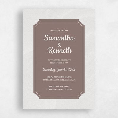 Beige Wedding Invitation - Douglas Frame
