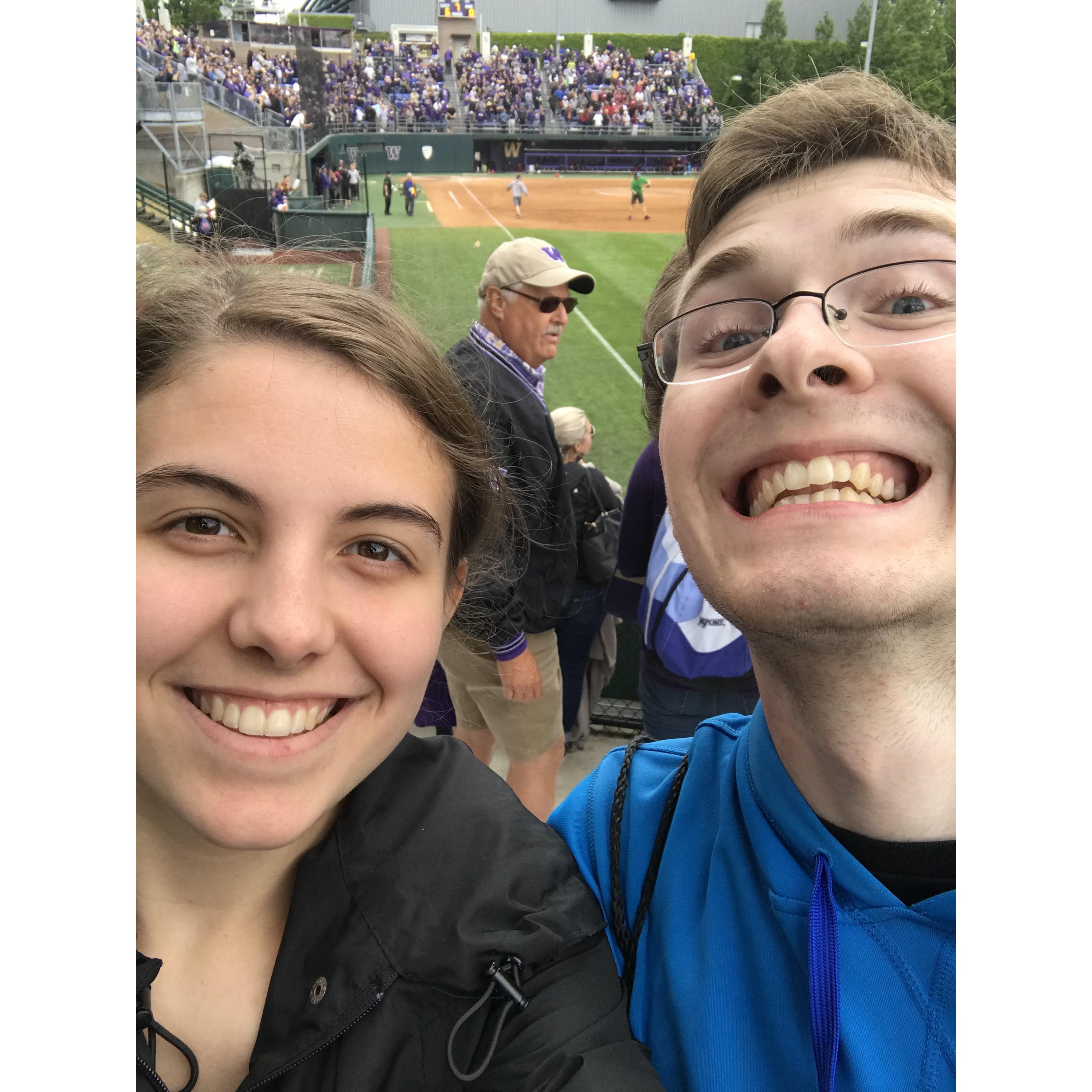Emily flew to visit Bryce in Seattle for a week- exactly one year before the day they got married. This day we scored free tickets to a softball game at UW. It was a wonderful, spontaneous adventure.