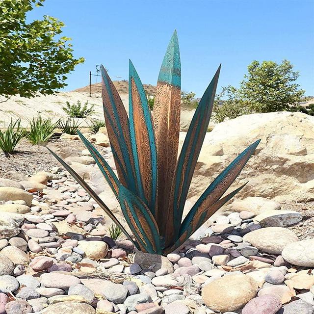 25“ 9 Leaves Tequila Rustic Sculpture, DIY Rustic Metal Agave Plant Tequila Rustic Sculpture Garden Yard Sculpture, DIY Metal Agave Plant Garden Yard Art, Metal Agave Plant, Decorations for Patio