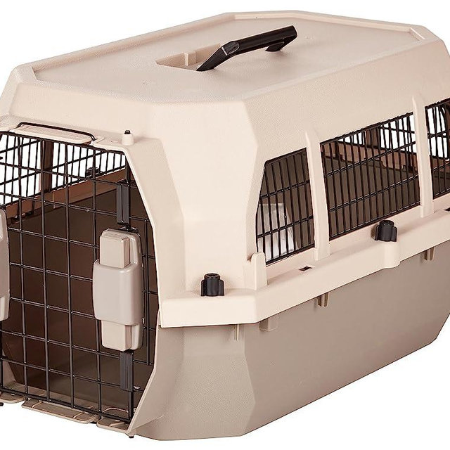 Amazon Basics Pet Carrier Dog Kennel With Metal Wire Ventilation, 23-Inch