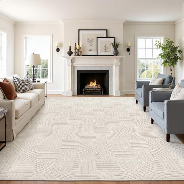 Pauwer Washable Area Rugs for Living Room 8x10, Modern Ultra Soft Fluffy Rugs for Bedroom, Non Slip Boho Indoor Mat Floor Carpet Cover for Kids Room Dining Room Kitchen Office, Beige