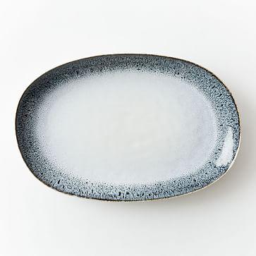 Reactive Glaze 17" Large Oval Platter - Black/White