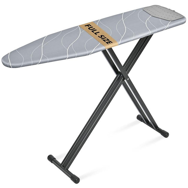 APEXCHASER Ironing Board with Silicon Iron Rest, Heavy-Duty Legs and Heat Resistant Cover, 13x53 inch, Black