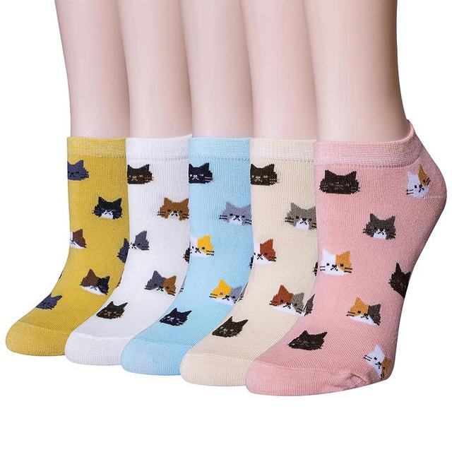 Justay 5 Pairs Womens Cute Cat Socks Novelty Funny Cat Claw Socks Animal Fun Ankle Socks