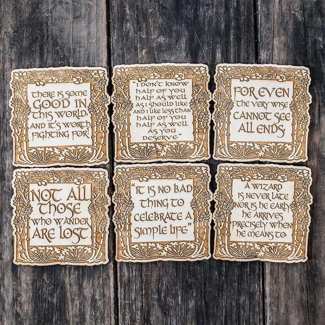 Coasters - Fantasy Quotes Coaster Set of 6 Raw Wood