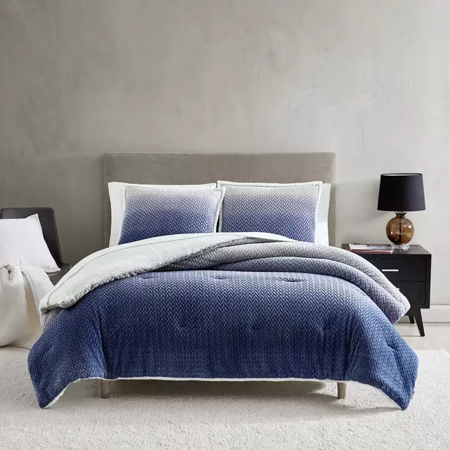 UGG® Avery 3-Piece Reversible Full/Queen Comforter Set in Navy Ombre