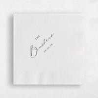 White Wedding Napkin - Slanted Script