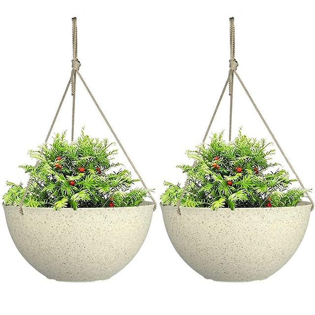 Large Hanging Planters for Outdoor Indoor Plants,Speckled Yellow Hanging Flower Pots(13.2 Inch,Set of 2)