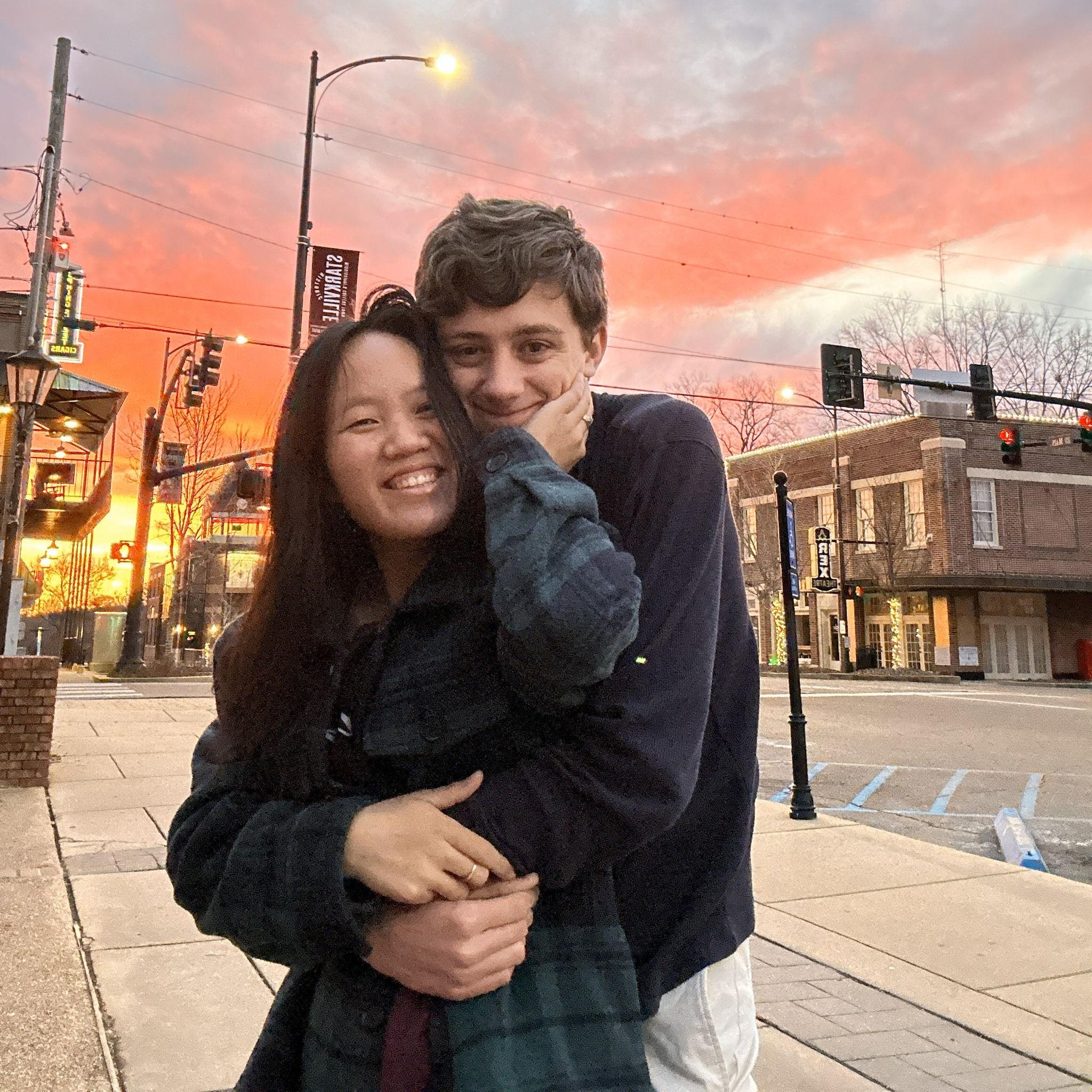 We dated long distance for one year. We had many FaceTime calls during the weeks & tried visiting each other during the weekends.