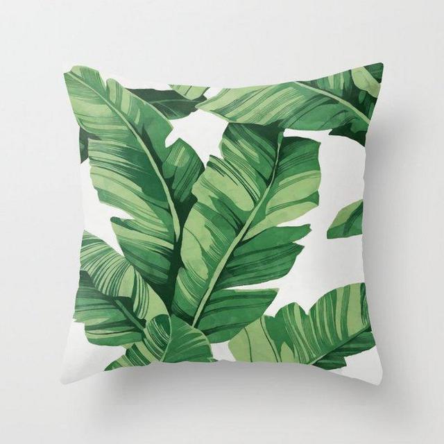 Tropical banana leaves Throw Pillow