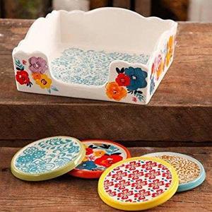 The Pioneer Woman Flea Market Napkin Box and 4-Piece Coaster Set