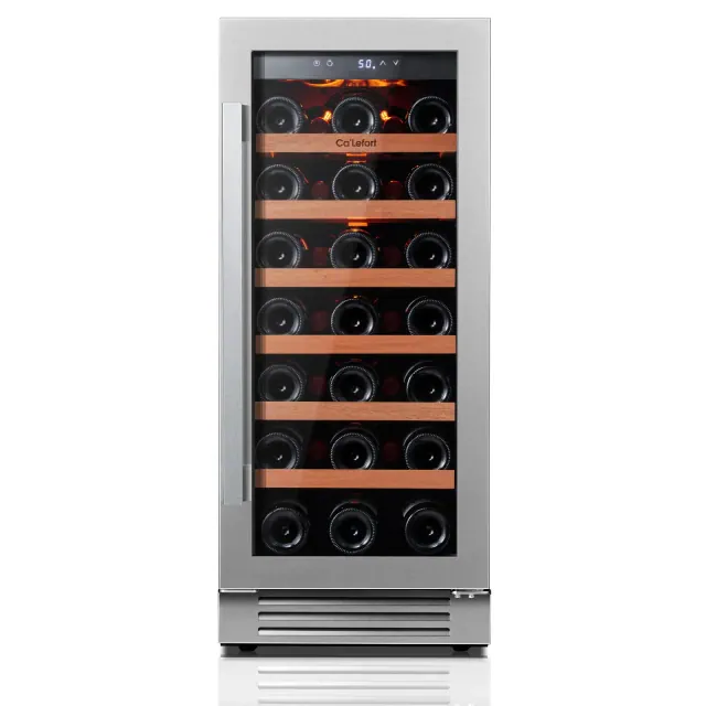 Ca'Lefort 15 inch Wine Refrigerator, 33 Bottle Wine Cooler Freestanding & Built-in