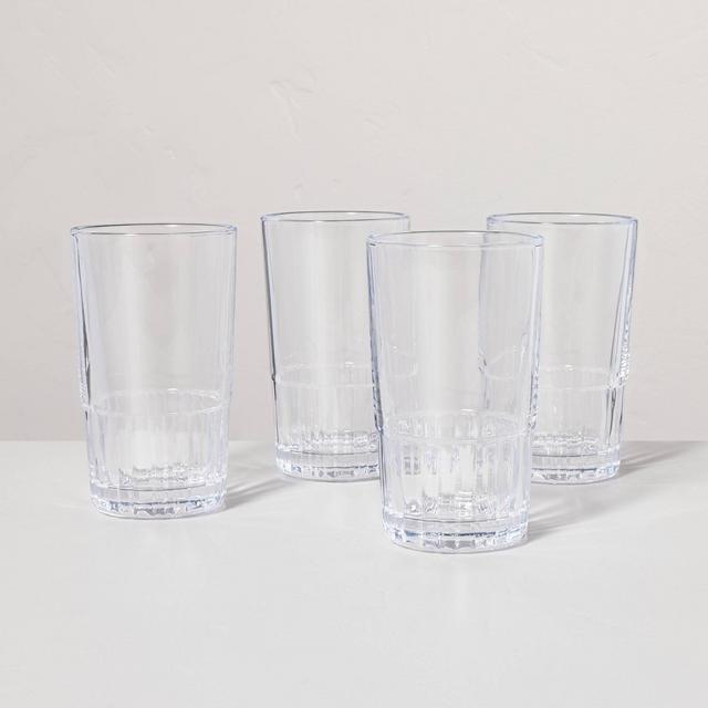 4pk 12.8oz Tall Fluted Glass Tumbler Set Clear - Hearth & Hand™ with Magnolia