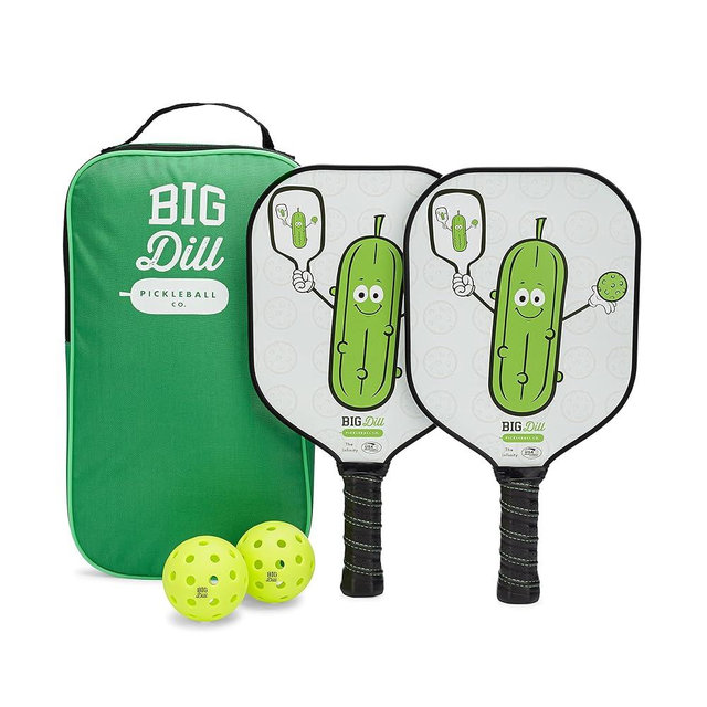 Big Dill Pickleball Paddle Set 2-Pack Pickleball Paddles with Outdoor Pickleball Balls, Paddle Covers & Carry Bag | Pickleball Paddles Set of 2 USAPA Approved
