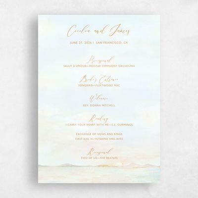 Light Sky, Blue Wedding Program - Andalusia