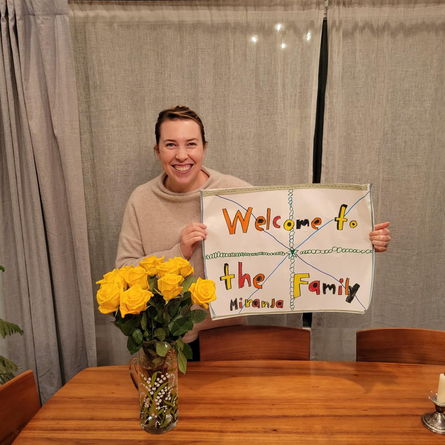 David's niece wanted to welcome Miranda to the family!
