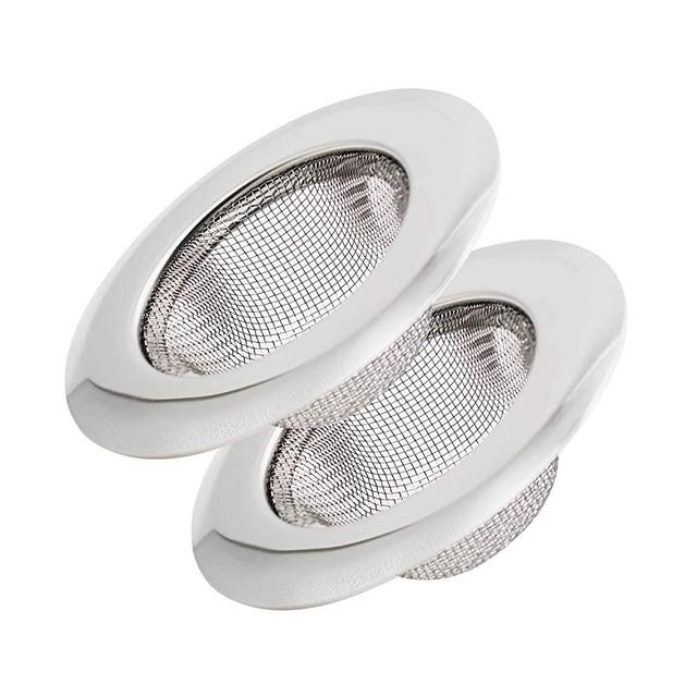 KUFUNG Sink Strainer, 2 Pack Basket Stainless Steel Bathroom Sink, Utility, Slop, Kitchen and Lavatory Sink Drain Strainer Hair Catcher (3.5 inch)
