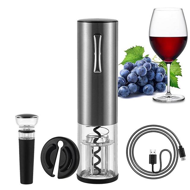Electric Wine Opener Set - Automatic Wine Bottle Opener Screwpull Corkscrew Rechargeable with Foil Cutter Vacuum Stopper USB Charging Cable for Wine Lover