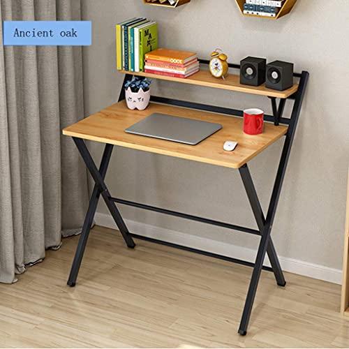 Youmymine Folding Study Computer Desk - Writing Desk Portable Small Lazy Foldable Table Laptop Desk for Small Space,Free Installation Home Office Desk (Khaki)