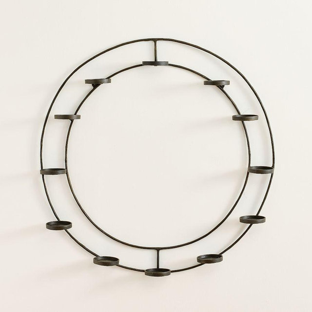 Candle Wreath Wall Candleholder, Bronze, Large
