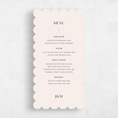 Beige Scalloped Wedding Menu - Corinth