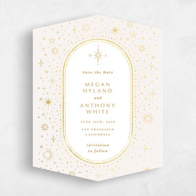Beige Diamond Wedding Save the Date - Heron Portrait Foil