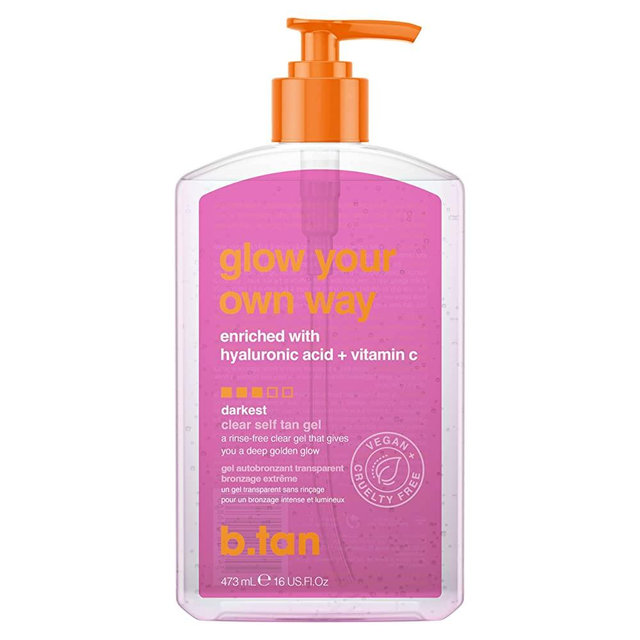 b.tan Clear Self Tan Gel | Glow Your Own Way - Transfer-Resistant Self Tanning Gel, Vegan, Cruelty Free, 16 Fl Oz
