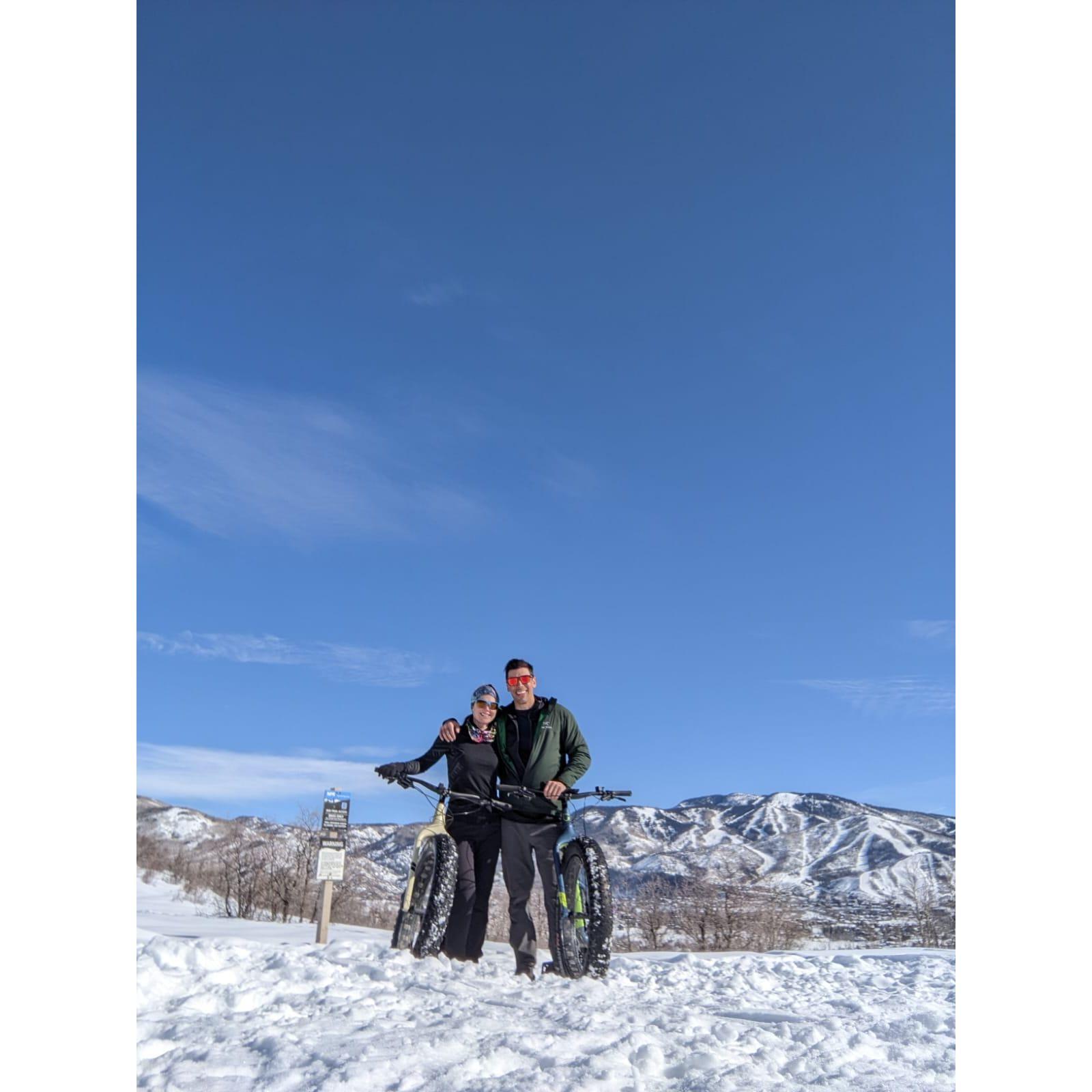 Snow biking in Steamboat together