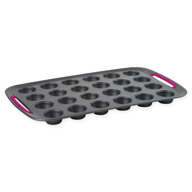Trudeau® Nonstick 24-Cup Carbon Steel Muffin Pan in Grey/Fuchsia