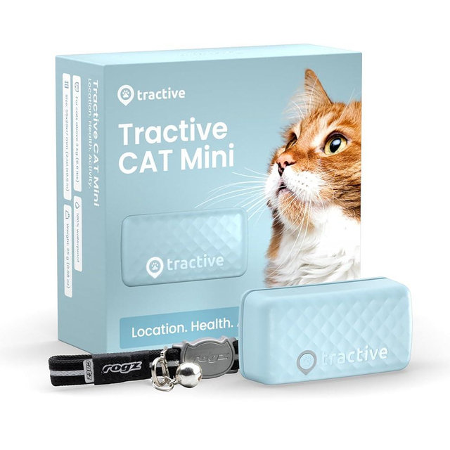 Tractive GPS Tracker & Health Monitoring for Cats (6.5 lbs+) - Market Leading Pet GPS Location Tracker | Wellness & Escape Alerts | Waterproof | Works with Any Collar (Mint)