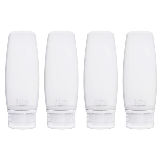 Silicone Travel Bottles for Toiletries TSA Approved Travel Size Containers Set 4 Pack Portable Leak Proof Refillable Cosmetic Squeeze Bottles Shampoo Hair Conditioner Body Lotion Bath Shower Gel