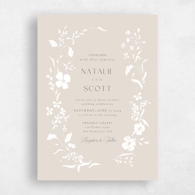 Classic Greige, Beige Wedding Invitation - Lynette Portrait