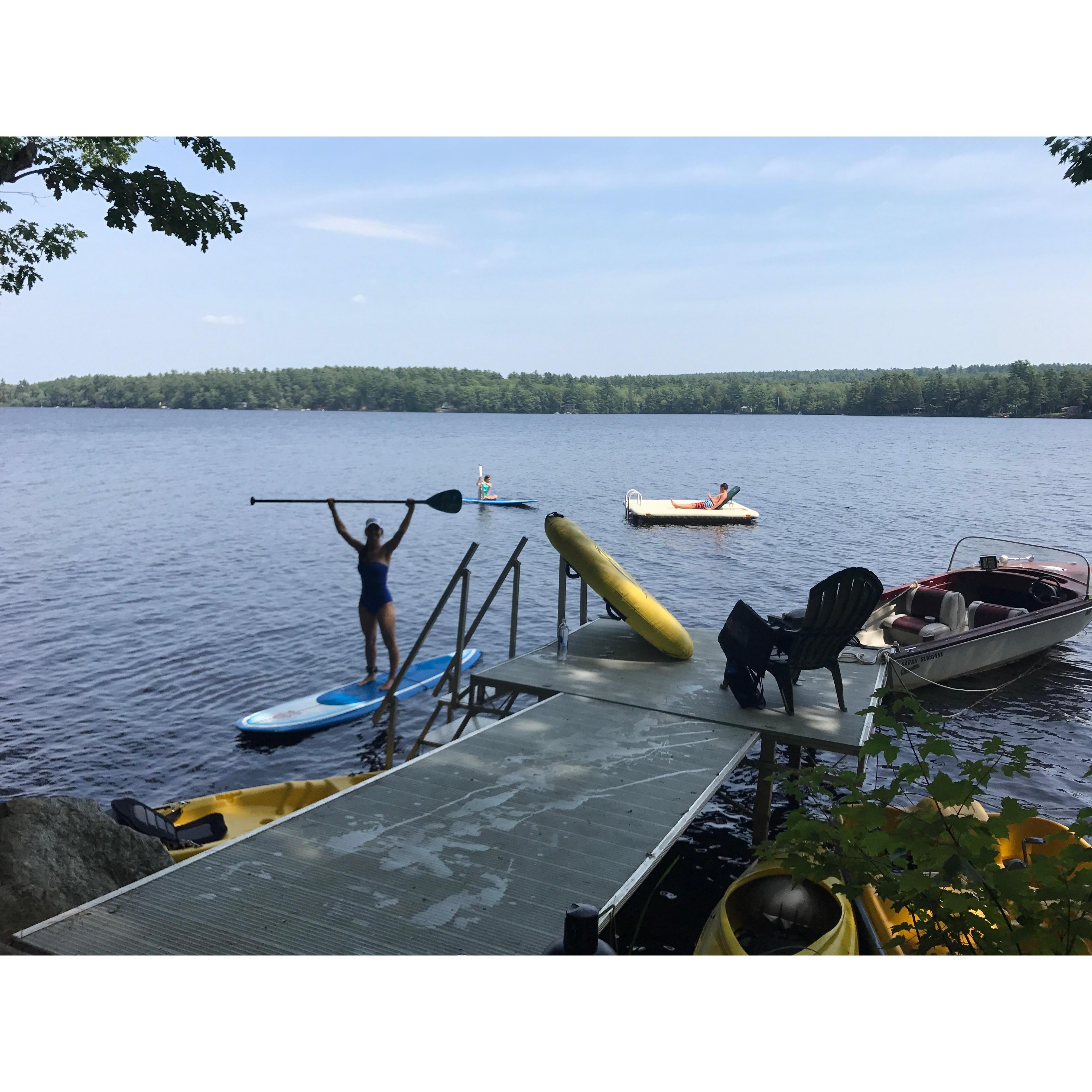 Standup paddle-boarding on the lake in Searsmont