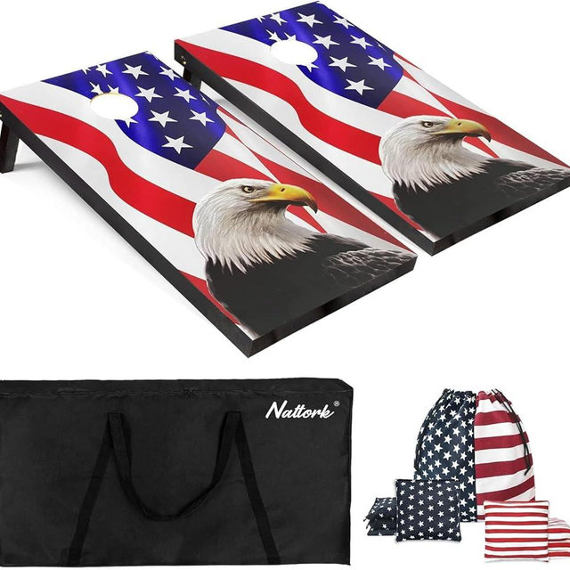 Cornhole Board Set with Carrying Bags & 8 Bean Bags Corn Hole Boards Bean Toss Game for Adults Family Outdoor Lawn Outside Backyard Games