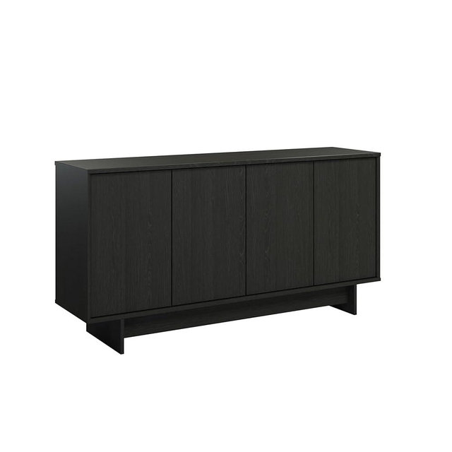 Prepac Finnley 61.5" Wide Sideboard Cabinet, Wood Entryway Sideboard with 2 Adjustable Shelves, Dining Room Buffet with 4 Doors, Living Room Accent Cabinet for Storage and Decorations, Black Oak