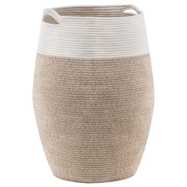 YOUDENOVA Woven Laundry Hamper – 105L Extra Large Cotton Rope Collapsible Dirty Clothes Basket for Blankets, Toys, Throws – Tall Round Foldable Storage Organizers for Bedroom, Livingroom, Dorm - Brown