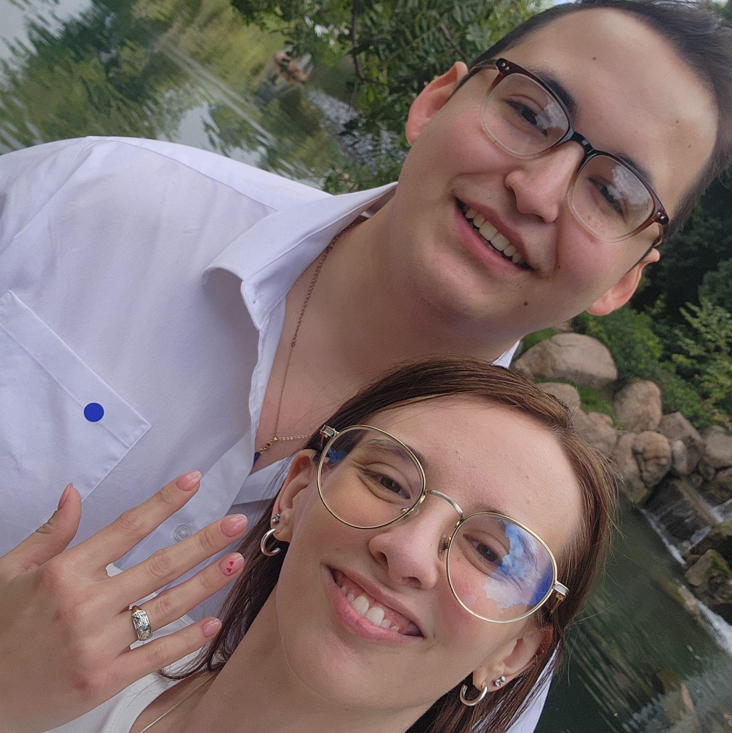 The first photo we took after he proposed!