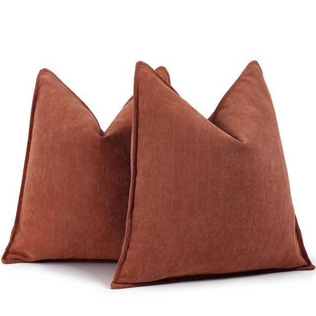 ZWJD Rust Pillow Covers 22x22 Set of 2 Chenille Pillow Covers with Elegant Design Soft and Luxurious Decorative Throw Pillows for Couch, Bed, and Home Decor