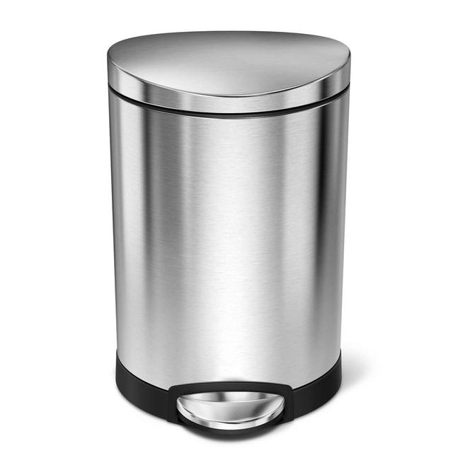 6L Semi-Round Step Can Brushed Steel - Simplehuman